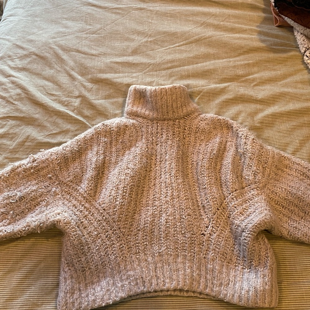 Fuzzy cropped turtleneck Express sweater!